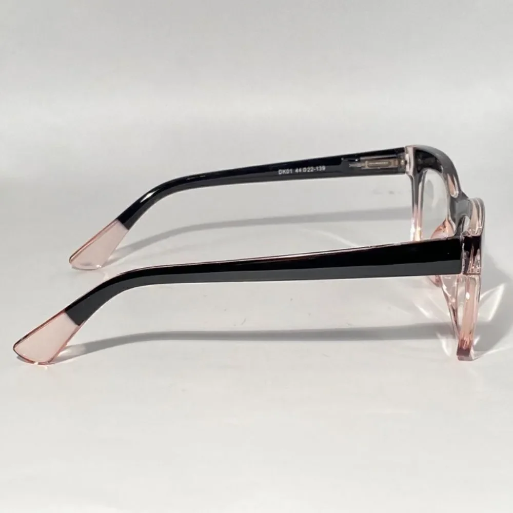 1284 Gretchen Reading Glasses 1.75 Square Black Pink Frames Oversize NWT